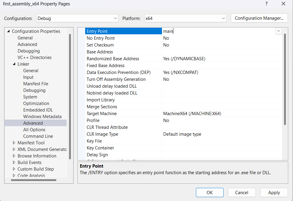 将函数入口点设为main步骤二